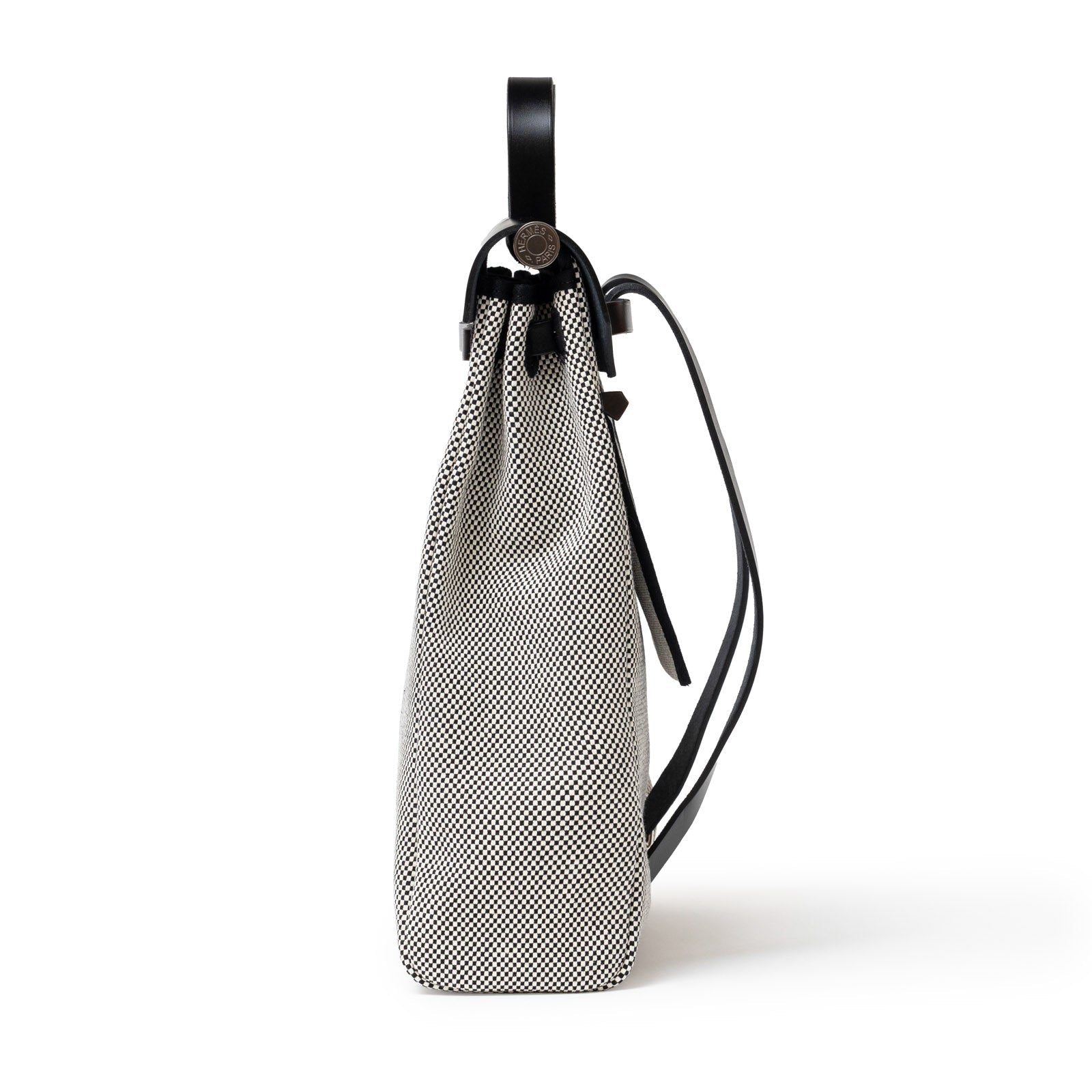 Hermès Herbag a Dos Backpack Ecru/Black Toile Palladium Hardware