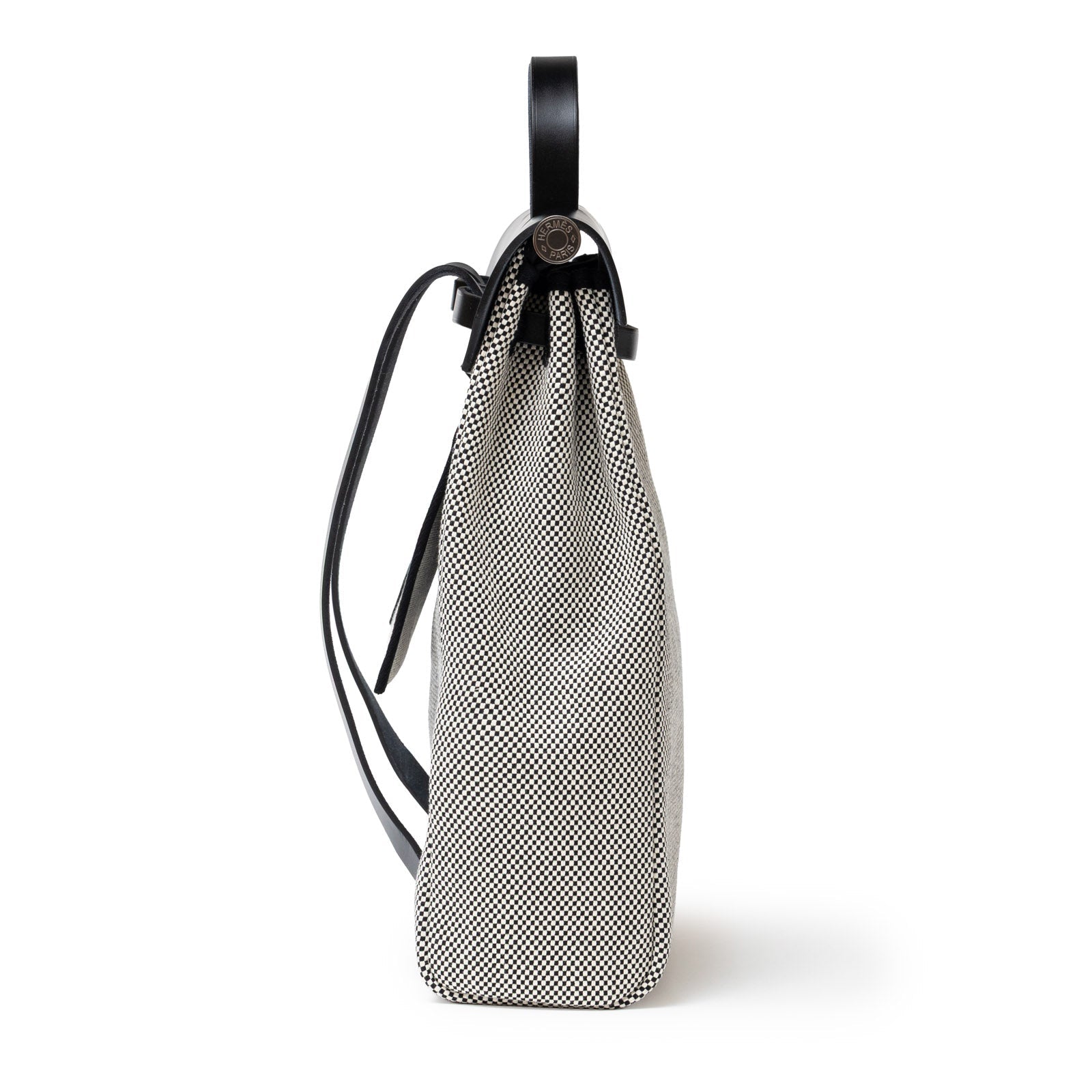 Hermès Herbag a Dos Backpack Ecru/Black Toile Palladium Hardware