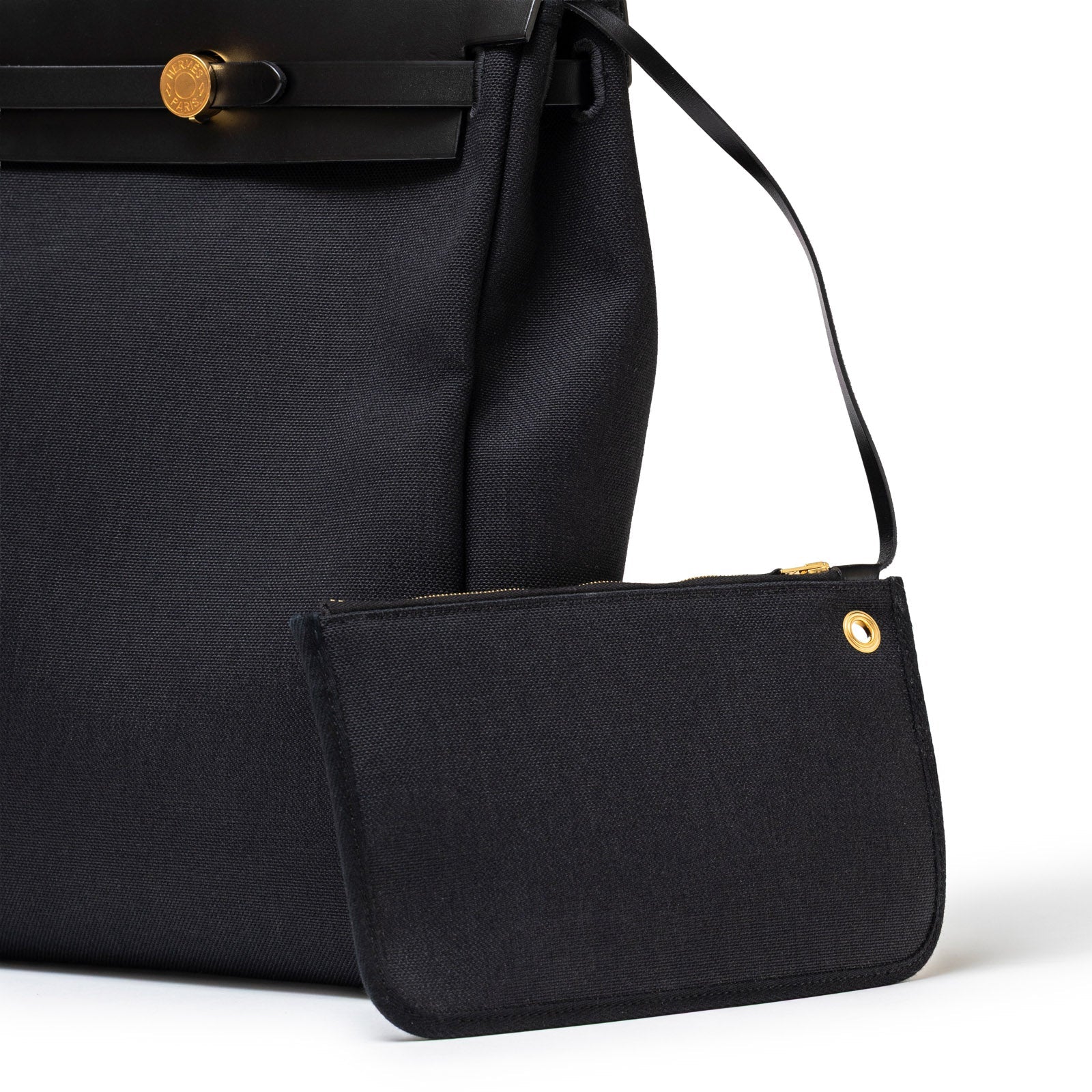 Hermès Herbag Backpack Black Toile Gold Hardware