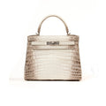 Hermès Himalaya Kelly 28 Retourne Blanc Matte Niloticus Crocodile Palladium Hardware