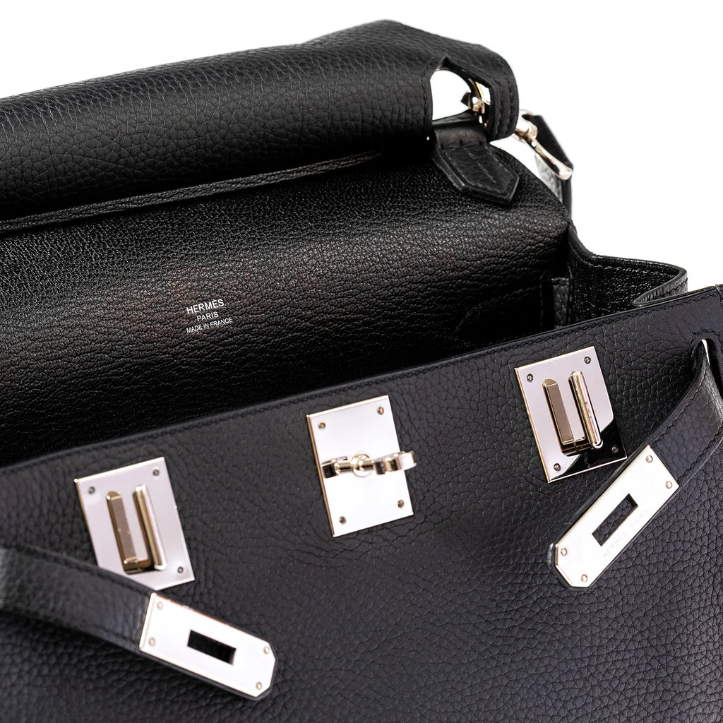 Hermès Jypsiere 28 Black Clemence Palladium Hardware