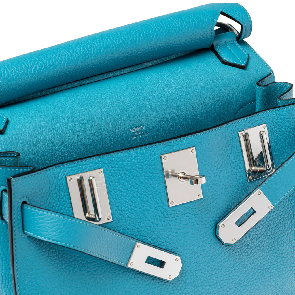 Hermès Jypsiere 31 Turquoise Clemence Palladium Hardware
