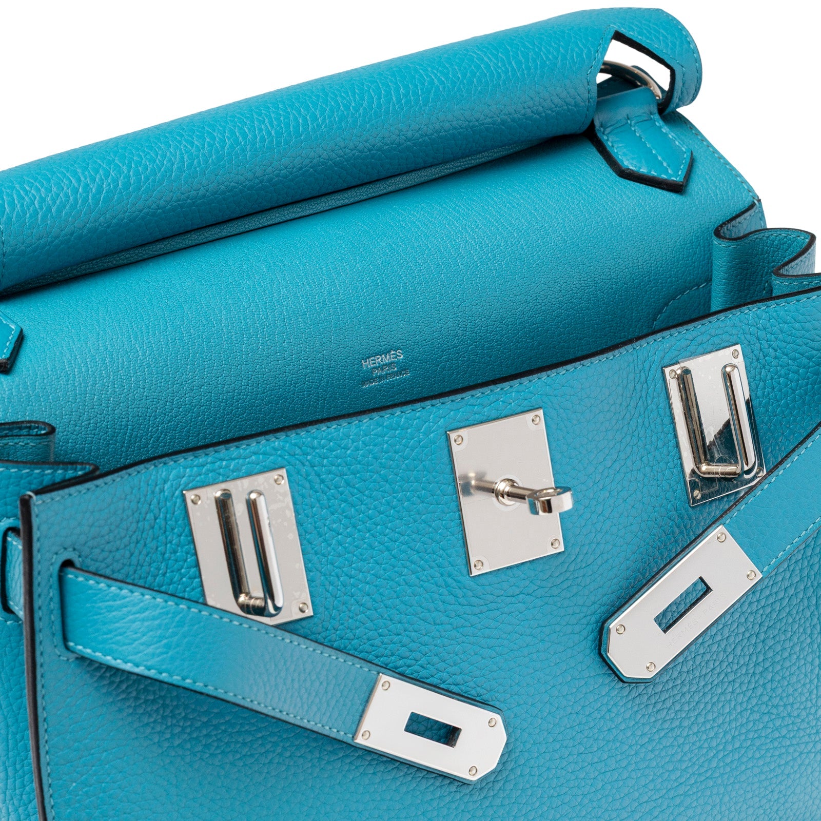 Hermès Jypsiere 31 Turquoise Clemence Palladium Hardware
