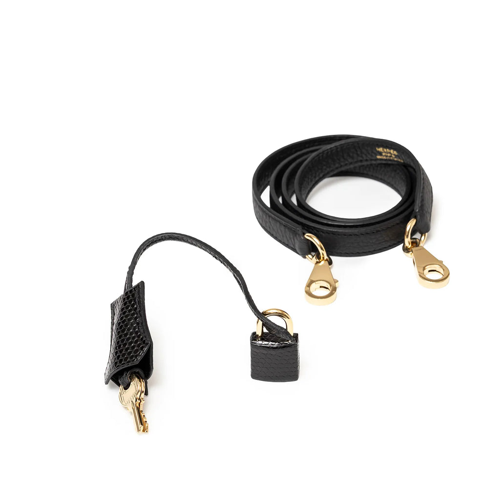 Hermès Kelly 25 Retourne Black Touch Togo/Lizard Permabrass Hardware