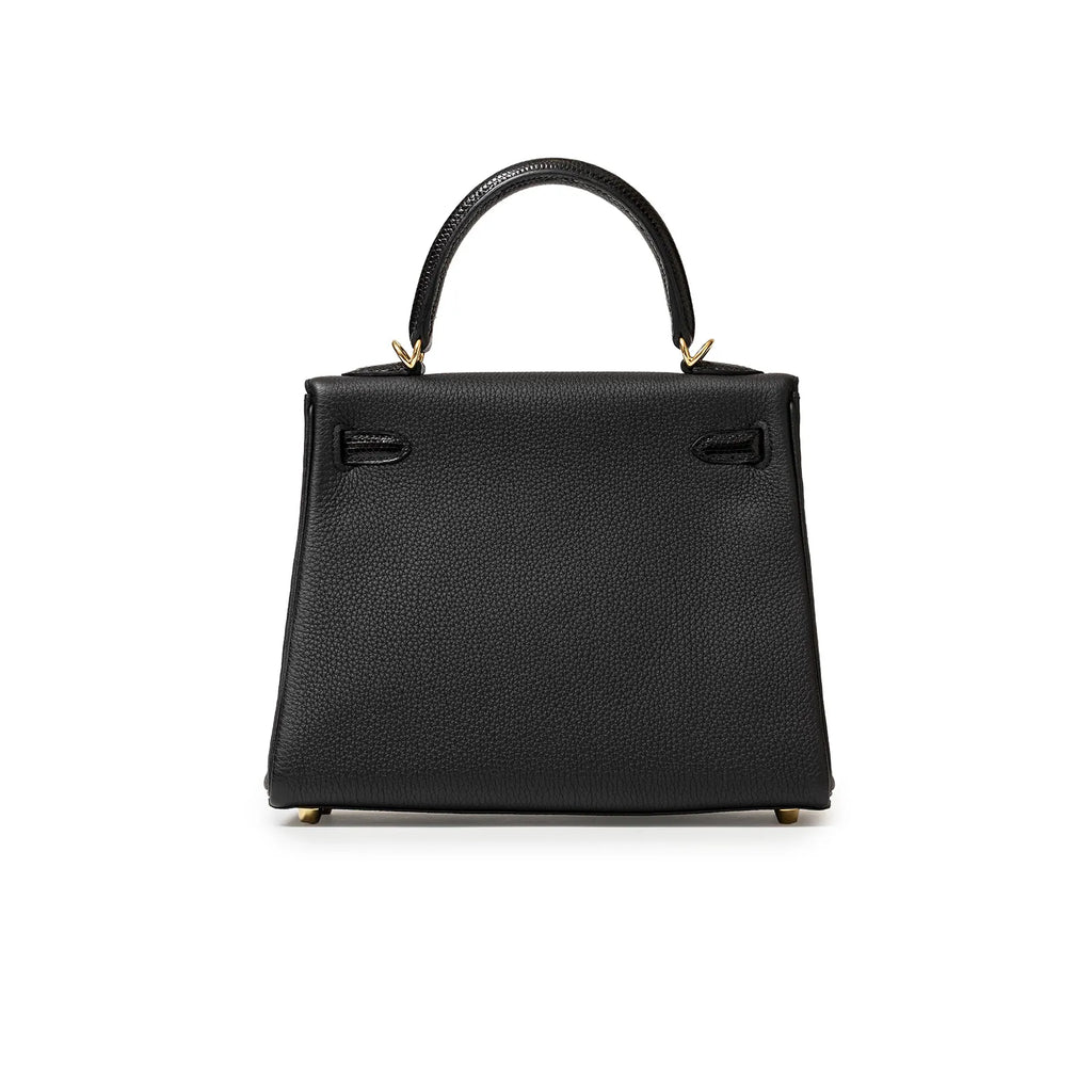 Hermès Kelly 25 Retourne Black Touch Togo/Lizard Permabrass Hardware