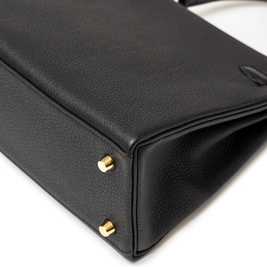Hermès Kelly 25 Retourne Black Touch Togo/Lizard Permabrass Hardware