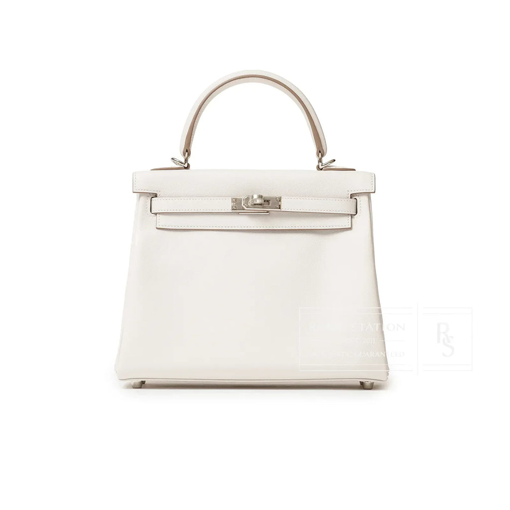 Hermès Kelly 25 Retourne Gris Pale Swift Palladium Hardware