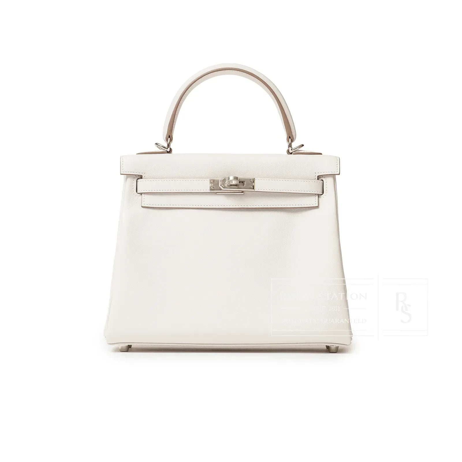 Hermès Kelly 25 Retourne Gris Pale Swift Palladium Hardware