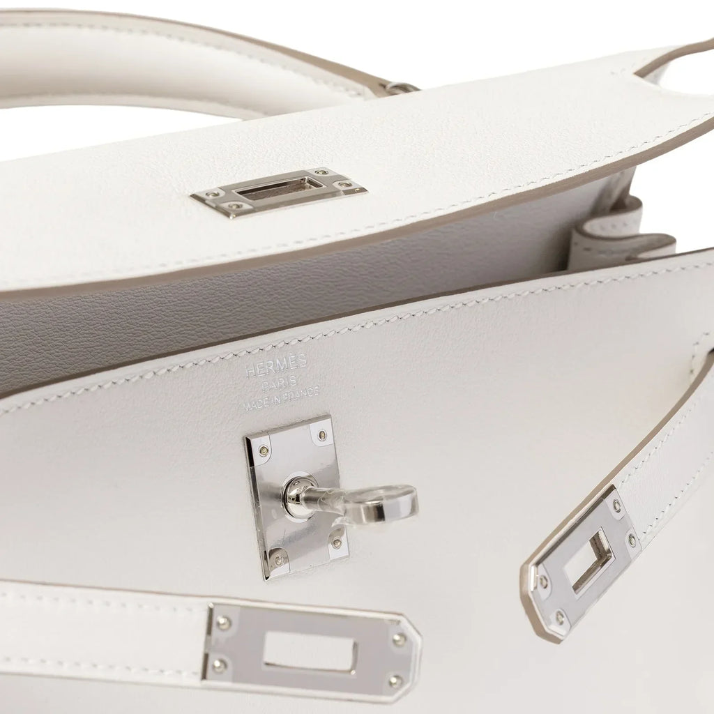 Hermès Kelly 25 Retourne Gris Pale Swift Palladium Hardware