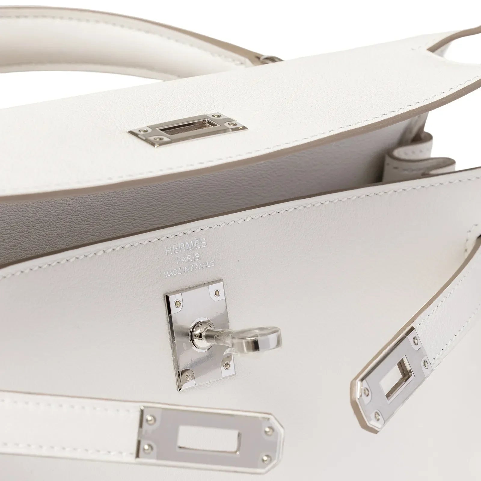Hermès Kelly 25 Retourne Gris Pale Swift Palladium Hardware