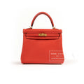 Hermès Kelly 25 Retourne Rouge Swift Gold Hardware