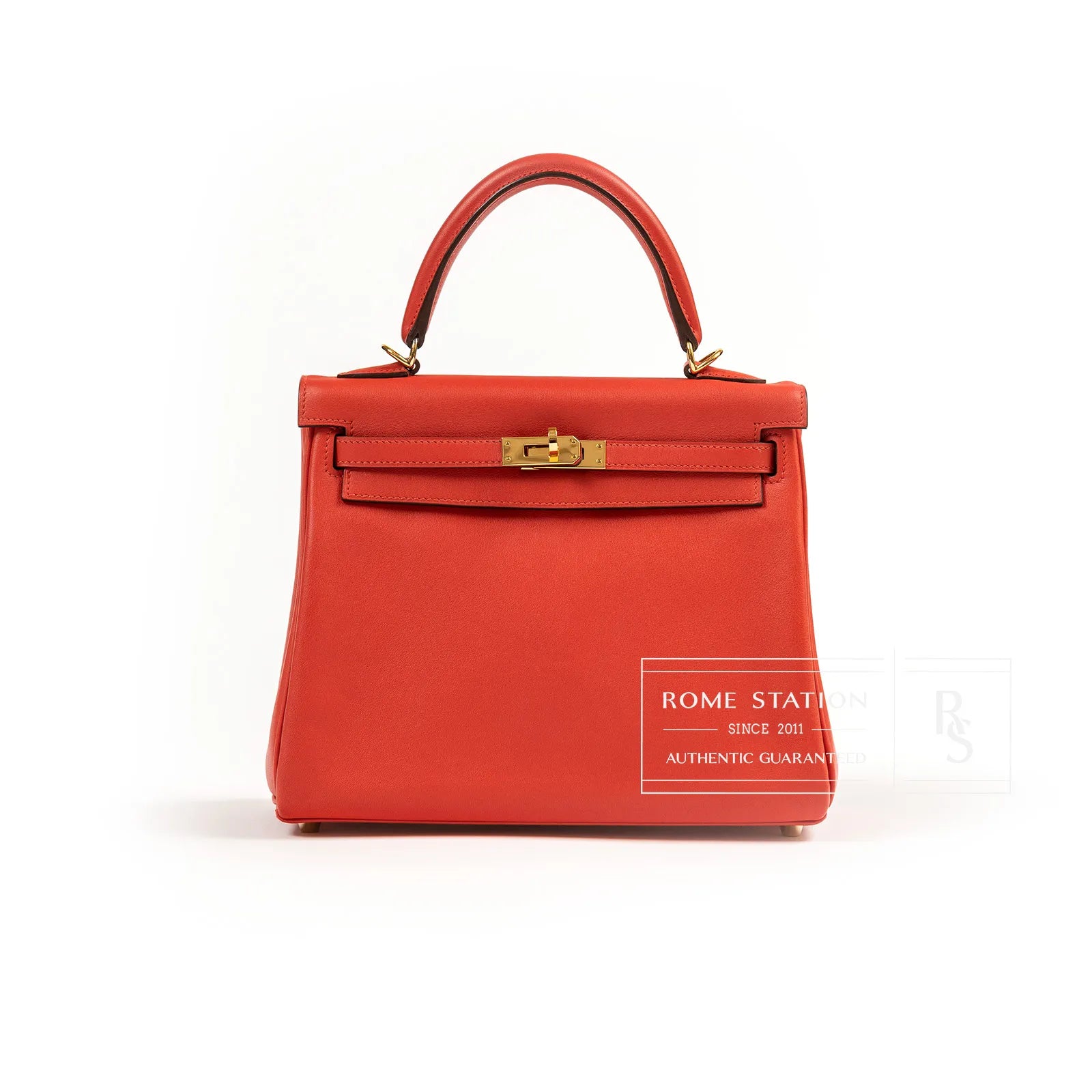 Hermès Kelly 25 Retourne Rouge Swift Gold Hardware