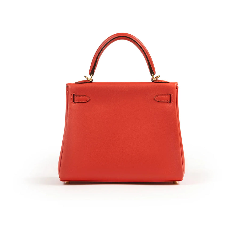 Hermès Kelly 25 Retourne Rouge Swift Gold Hardware