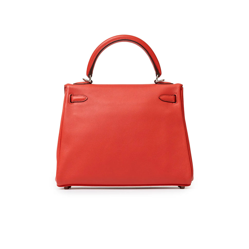 Hermès Kelly 25 Retourne Rouge Swift Palladium Hardware