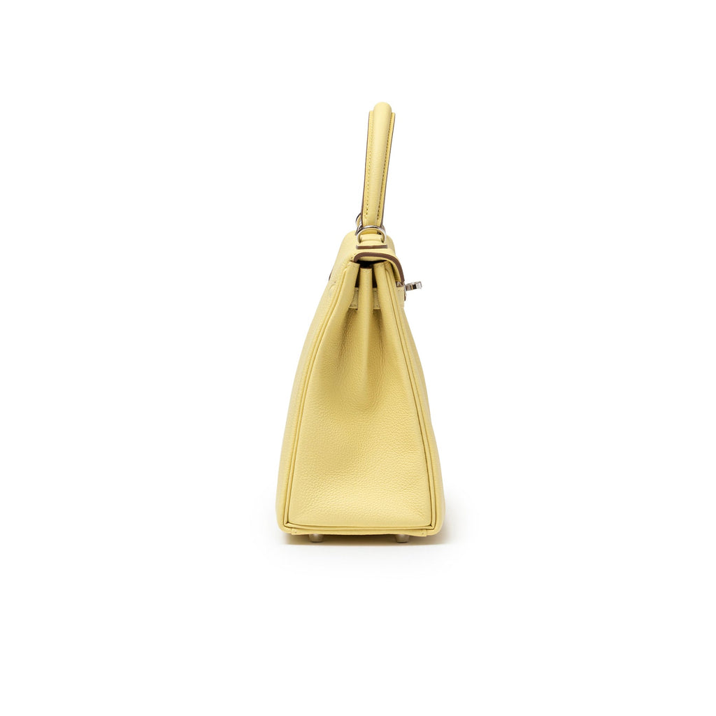 Hermès Kelly 25 Retourne Togo Jaune Poussin Palladium Hardware