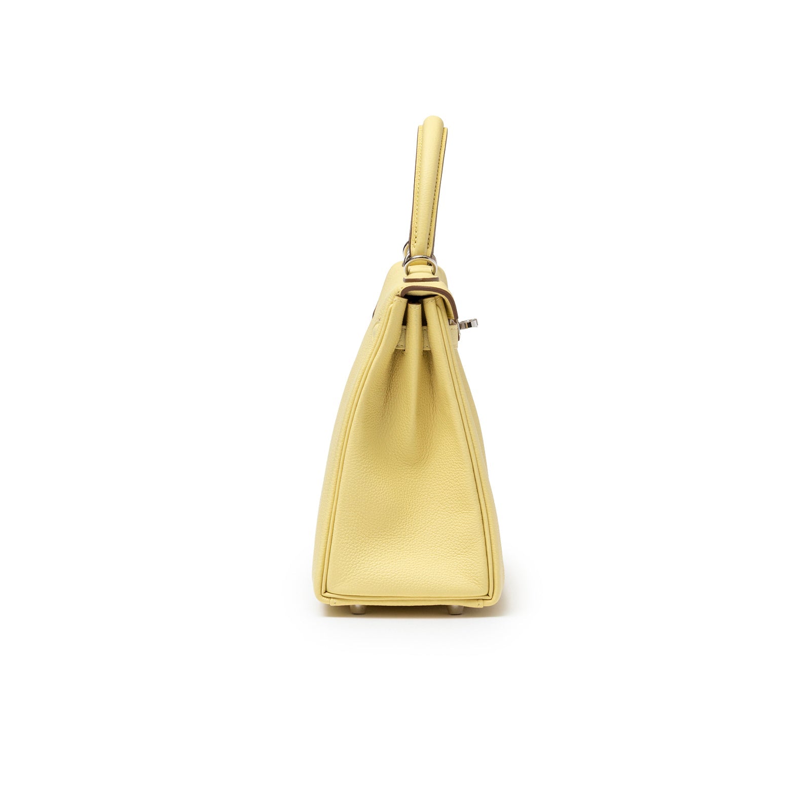 Hermès Kelly 25 Retourne Togo Jaune Poussin Palladium Hardware