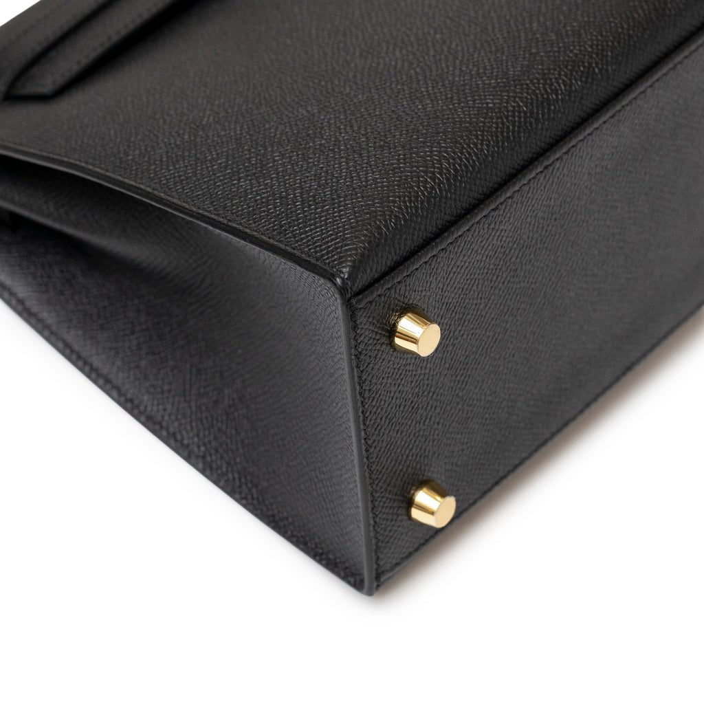 Hermès Kelly 25 Sellier Black Epsom Gold hardware