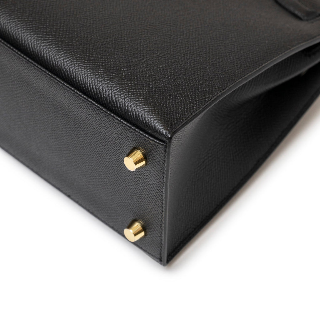 Hermès Kelly 25 Sellier Black Epsom Gold hardware