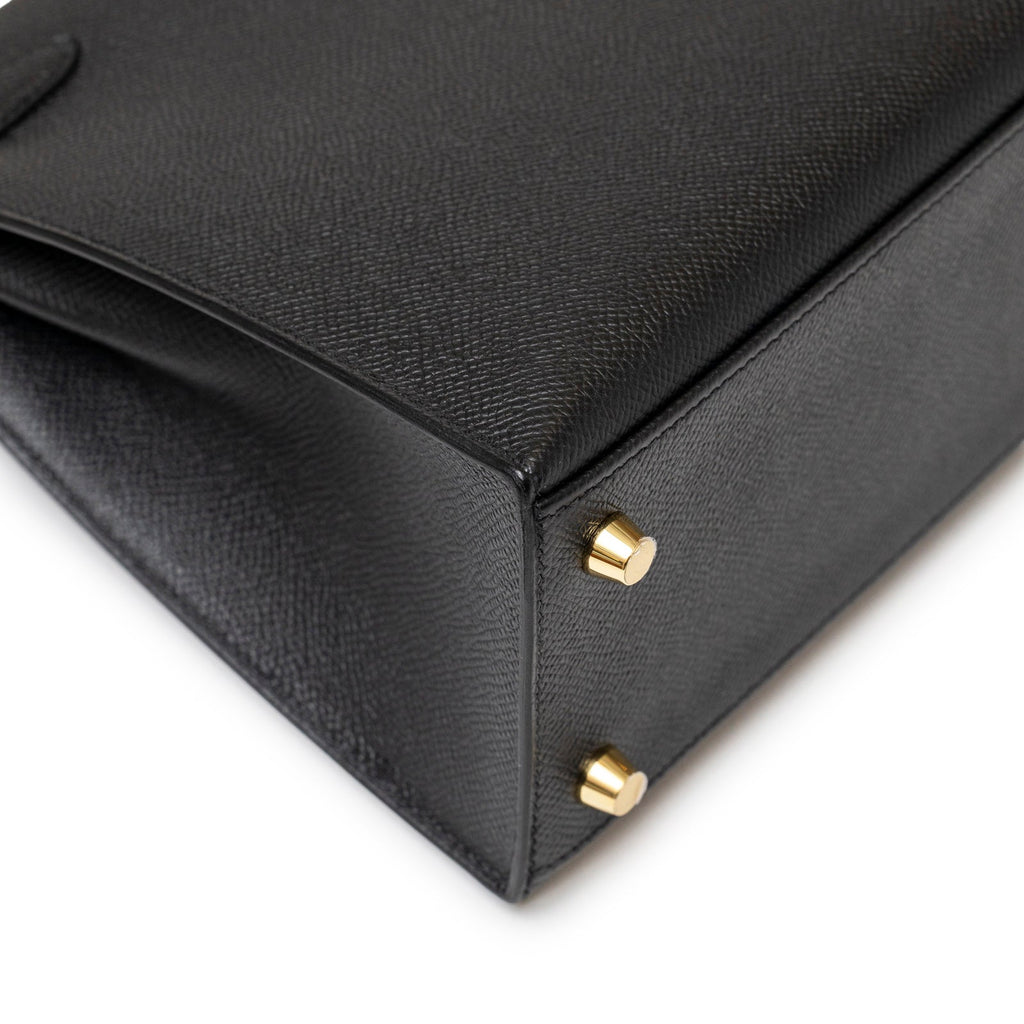 Hermès Kelly 25 Sellier Black Epsom Gold hardware