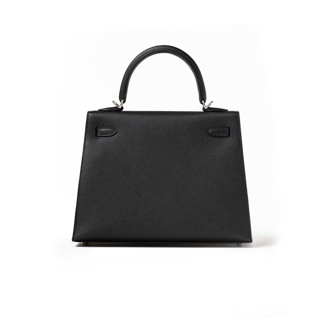 Hermès Kelly 25 Sellier Black Epsom Palladium Hardware