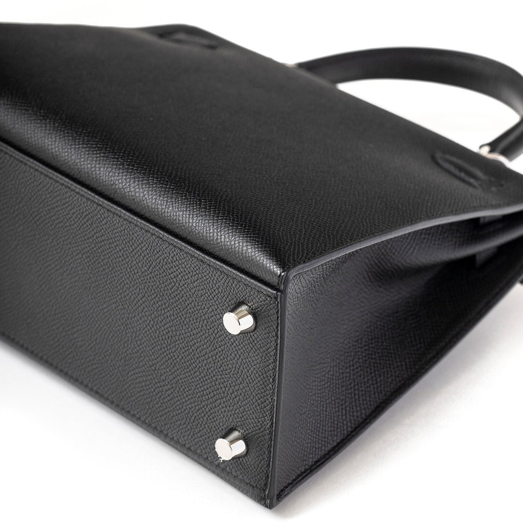 Hermès Kelly 25 Sellier Black Epsom Palladium Hardware