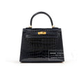 Hermès Kelly 25 Sellier Blue Marine Shiny Alligator Gold Hardware