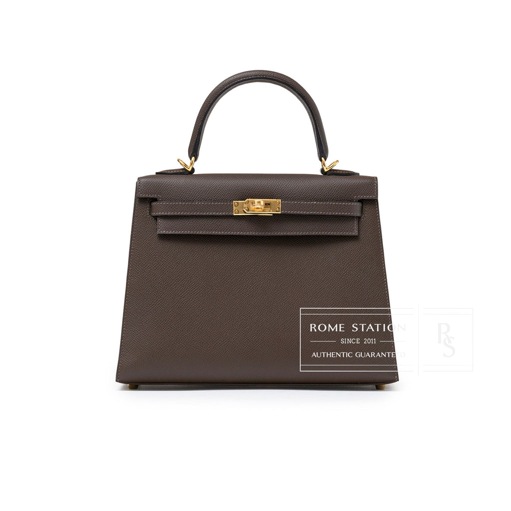 Hermès Kelly 25 Sellier Ecore Epsom Gold Hardware