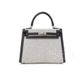 Hermès Kelly 25 Sellier Ecru Black Swift Toile H Canvas Swift Palladium Hardware