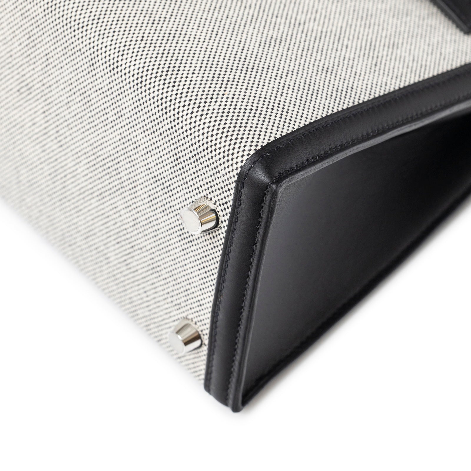 Hermès Kelly 25 Sellier Ecru Black Swift Toile H Canvas Swift Palladium Hardware