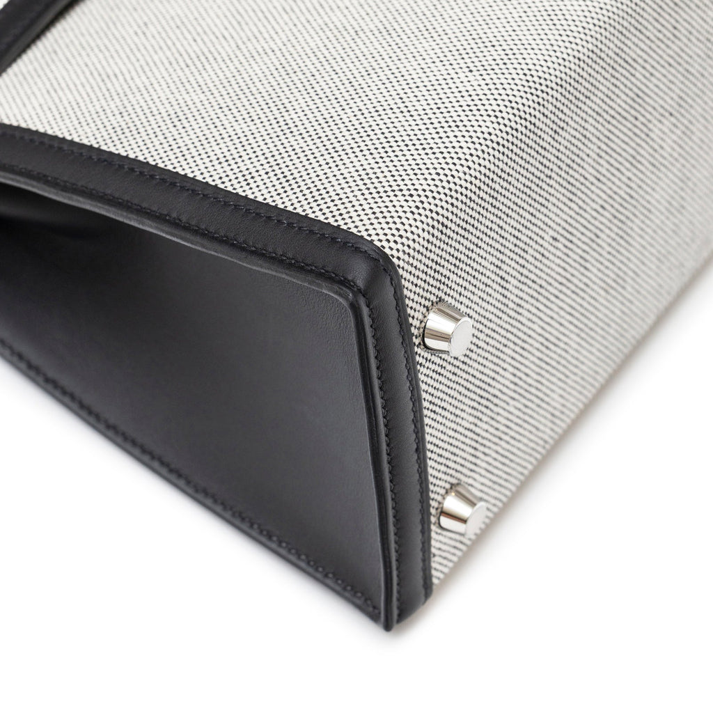 Hermès Kelly 25 Sellier Ecru Black Swift Toile H Canvas Swift Palladium Hardware