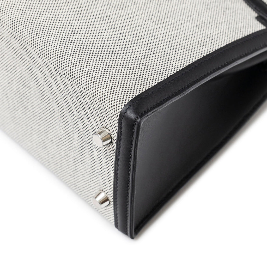 Hermès Kelly 25 Sellier Ecru Black Swift Toile H Canvas Swift Palladium Hardware