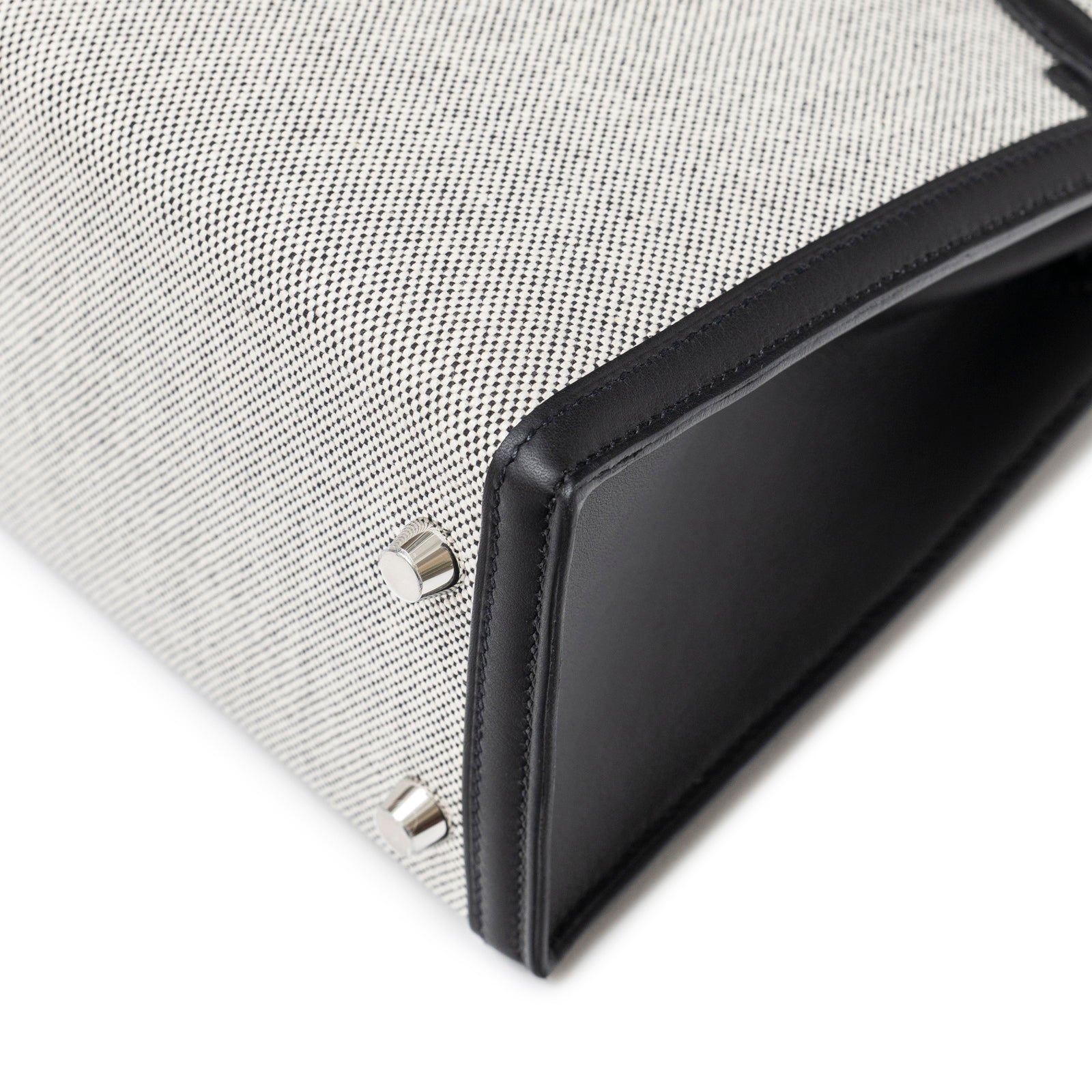 Hermès Kelly 25 Sellier Ecru Black Swift Toile H Canvas Swift Palladium Hardware