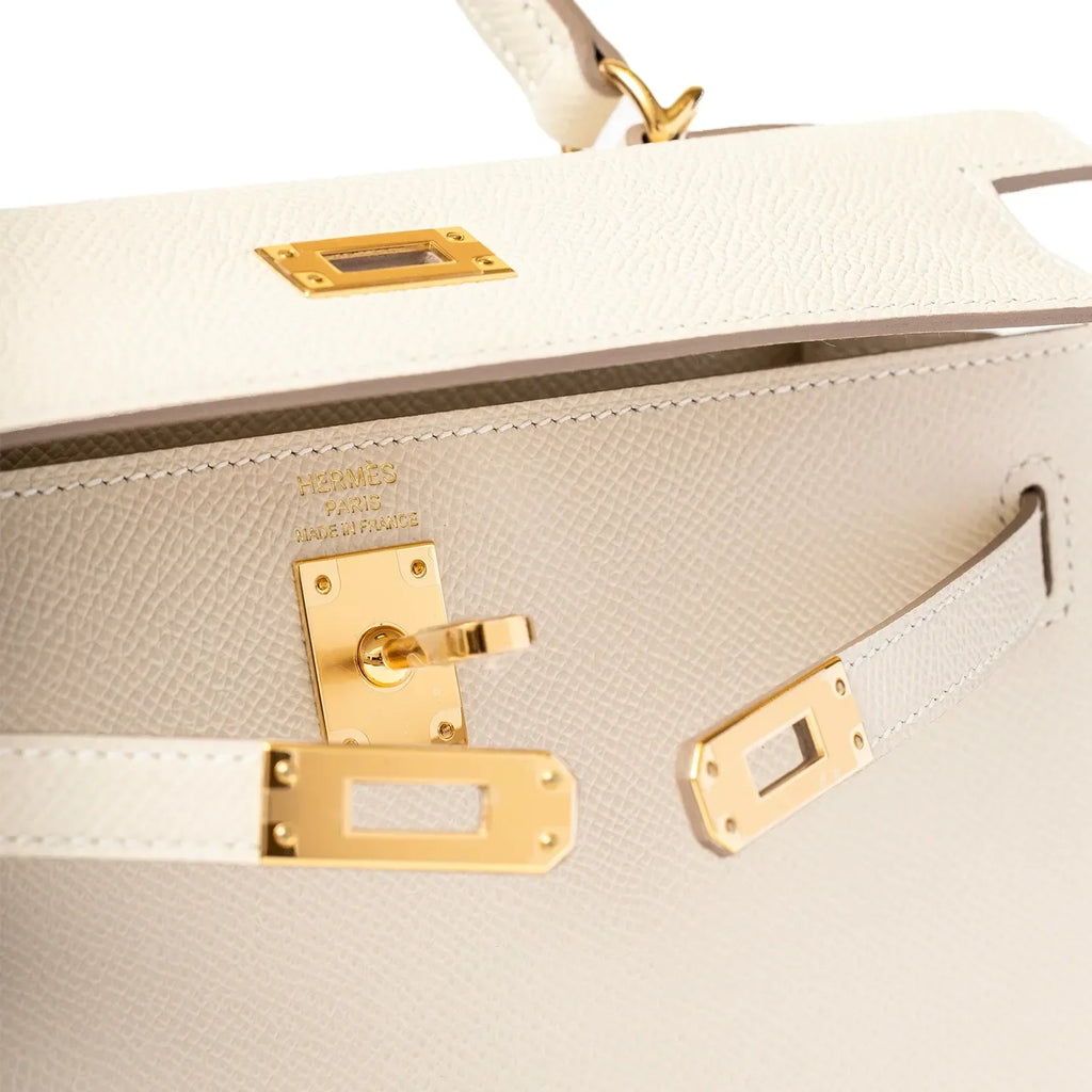 Hermès Kelly 25 Sellier Epsom Craie Gold Hardware