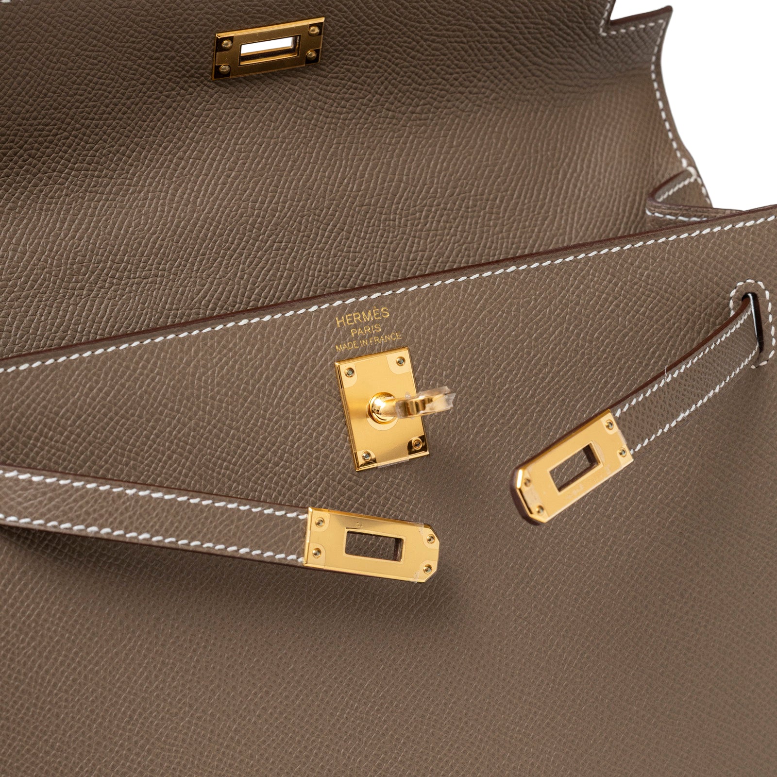 Hermès Kelly 25 Sellier Etoupe Epsom Gold Hardware