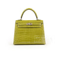Hermès Kelly 25 Sellier Vert Anis Shiny Niloticus Crocodile Palladium Hardware