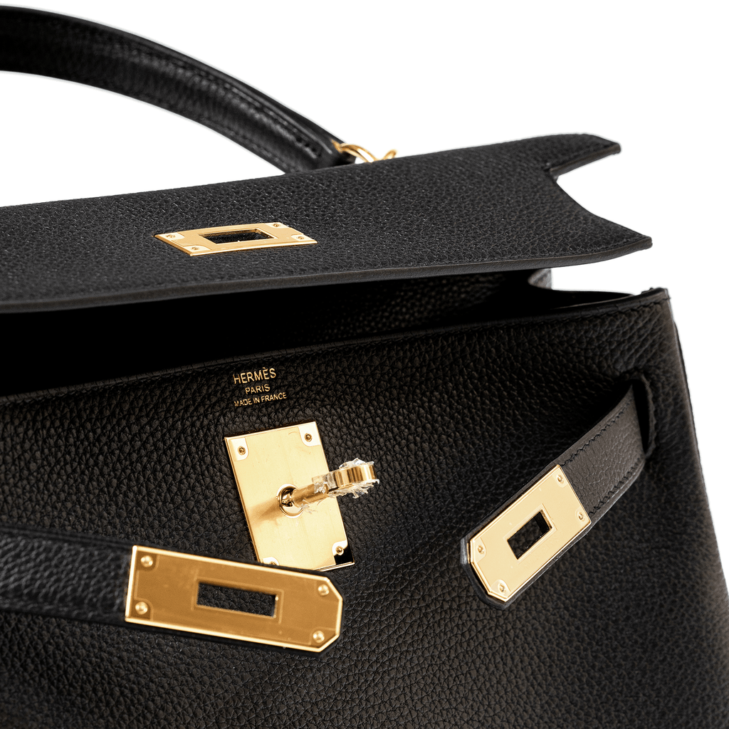 Hermès Kelly 28 Retourne Black Togo Gold Hardware