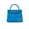 Hermès Kelly 28 Retourne Blue Zanzibar Togo Palladium Hardware