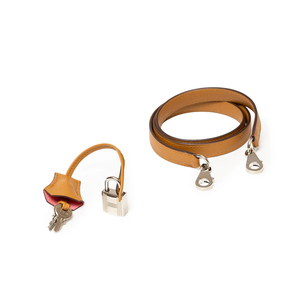 Hermès Kelly 28  Retourne Caramel/Rose D'Ete Evercolor Palladium Hardware