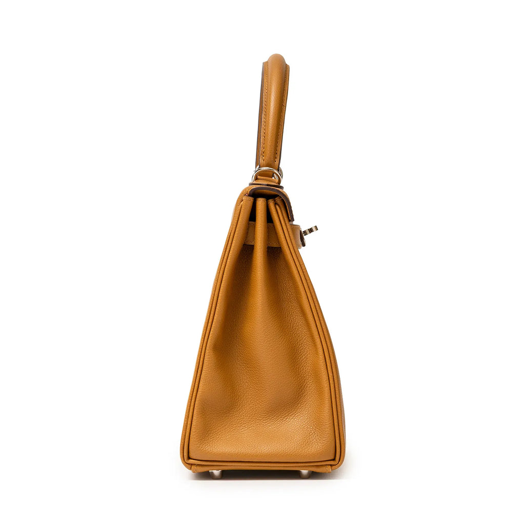 Hermès Kelly 28  Retourne Caramel/Rose D'Ete Evercolor Palladium Hardware