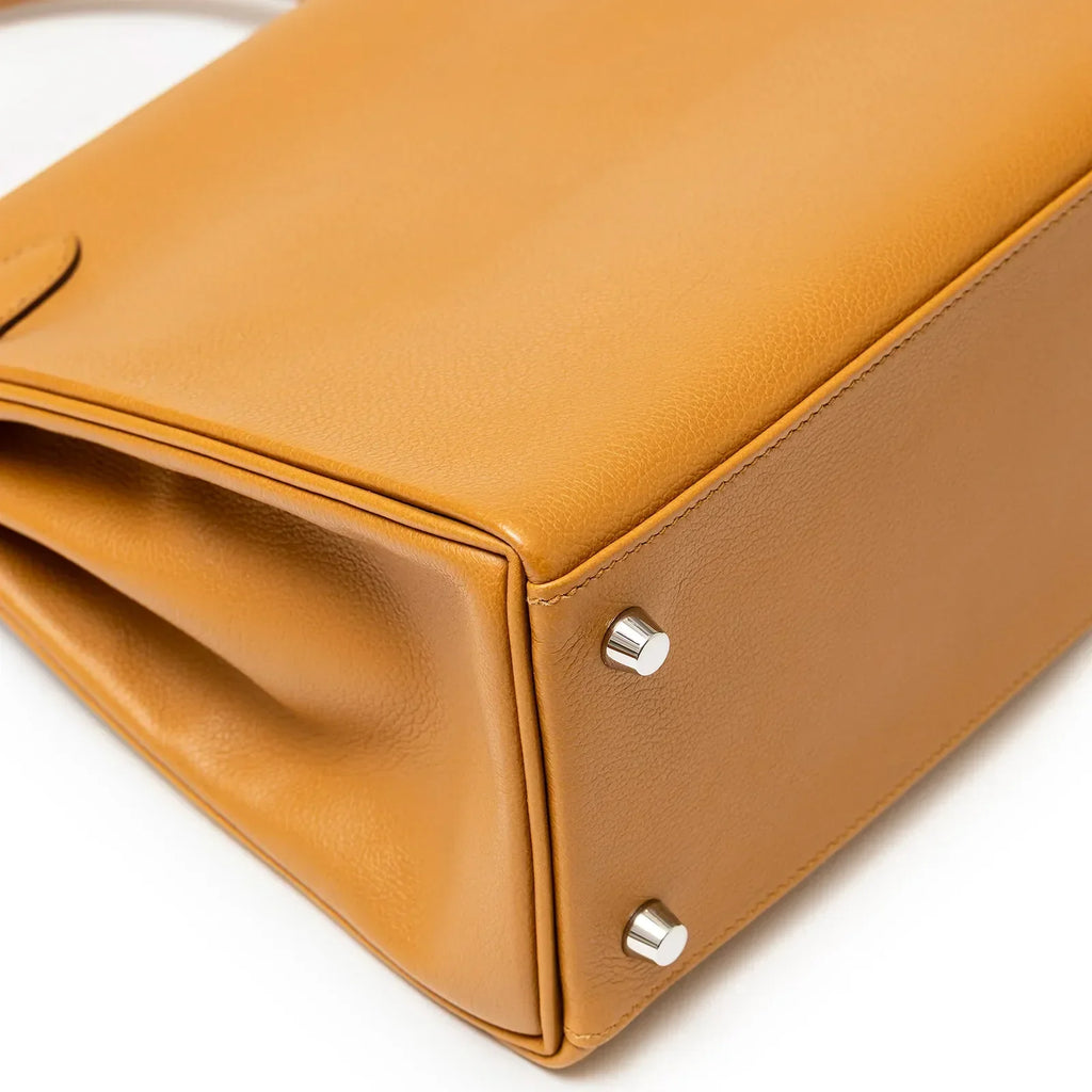 Hermès Kelly 28  Retourne Caramel/Rose D'Ete Evercolor Palladium Hardware