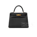 Hermès Kelly 28 Sellier Black Epsom Gold Hardware