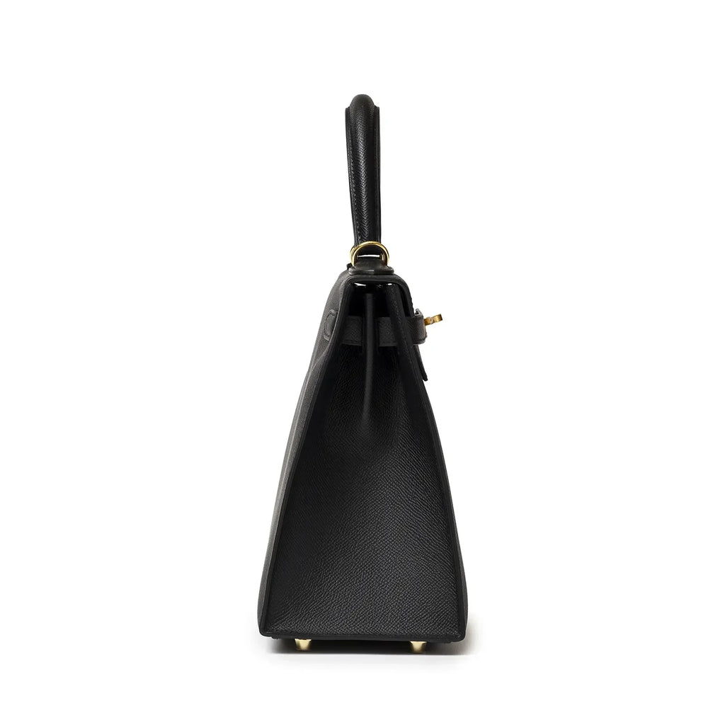 Hermès Kelly 28 Sellier Black Epsom Gold Hardware