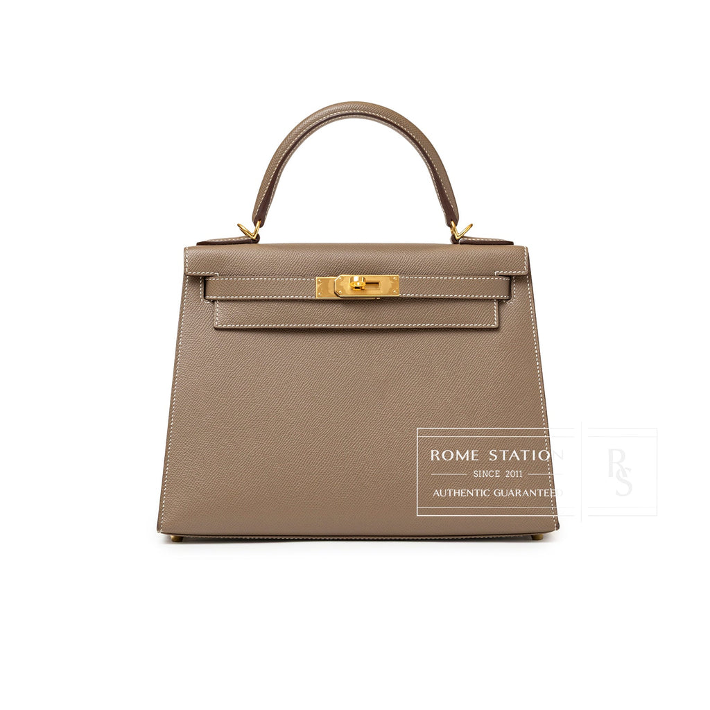 Hermès Kelly 28 Sellier Etoupe Epsom Gold hardware