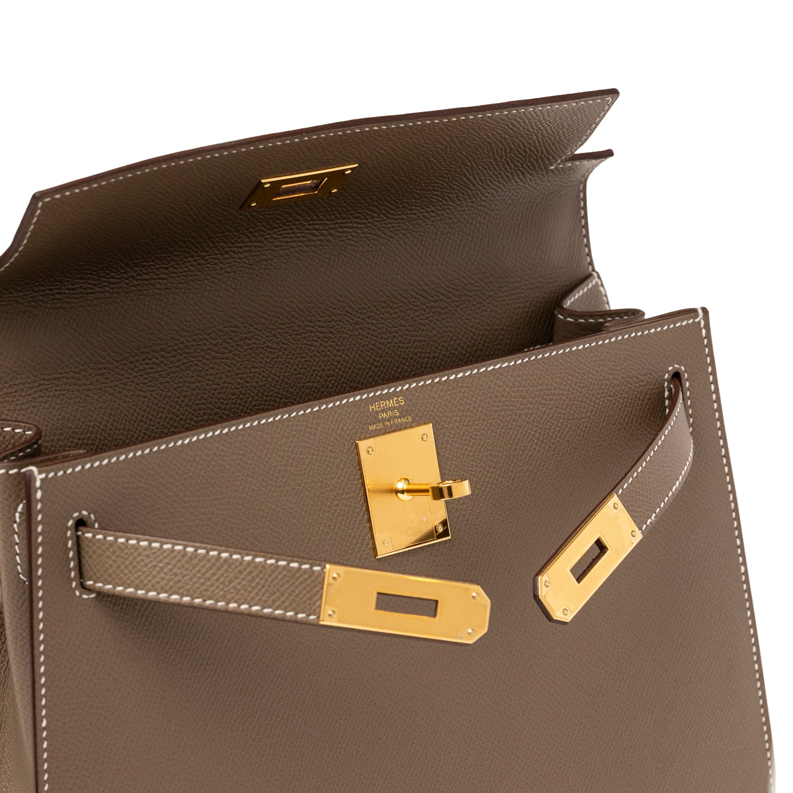 Hermès Kelly 28 Sellier Etoupe Epsom Gold hardware