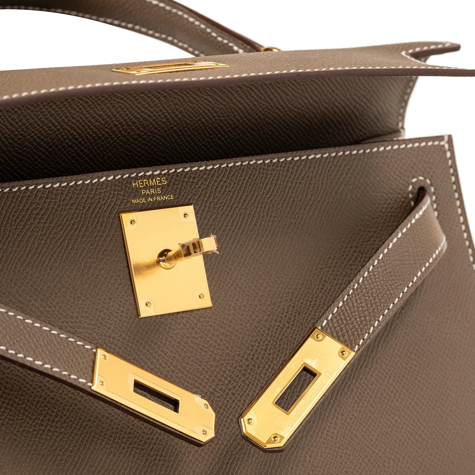Hermès Kelly 28 Sellier Etoupe Epsom Gold Hardware