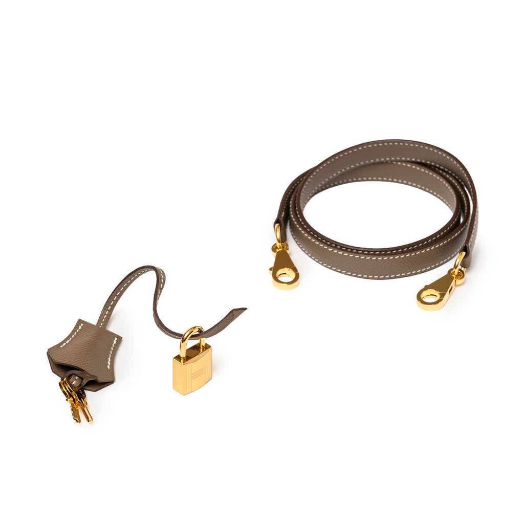 Hermès Kelly 28 Sellier Etoupe Epsom Gold hardware
