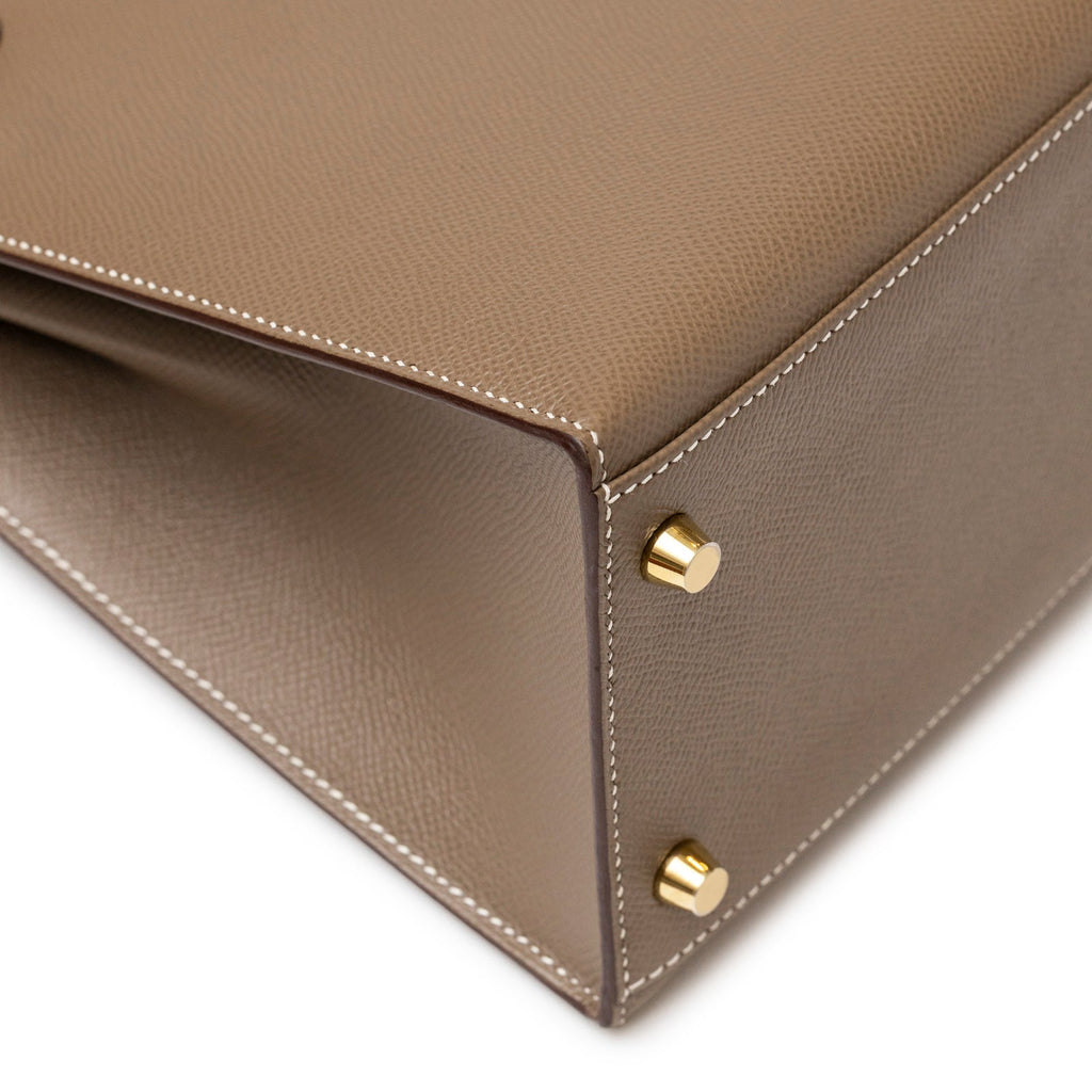 Hermès Kelly 28 Sellier Etoupe Epsom Gold hardware