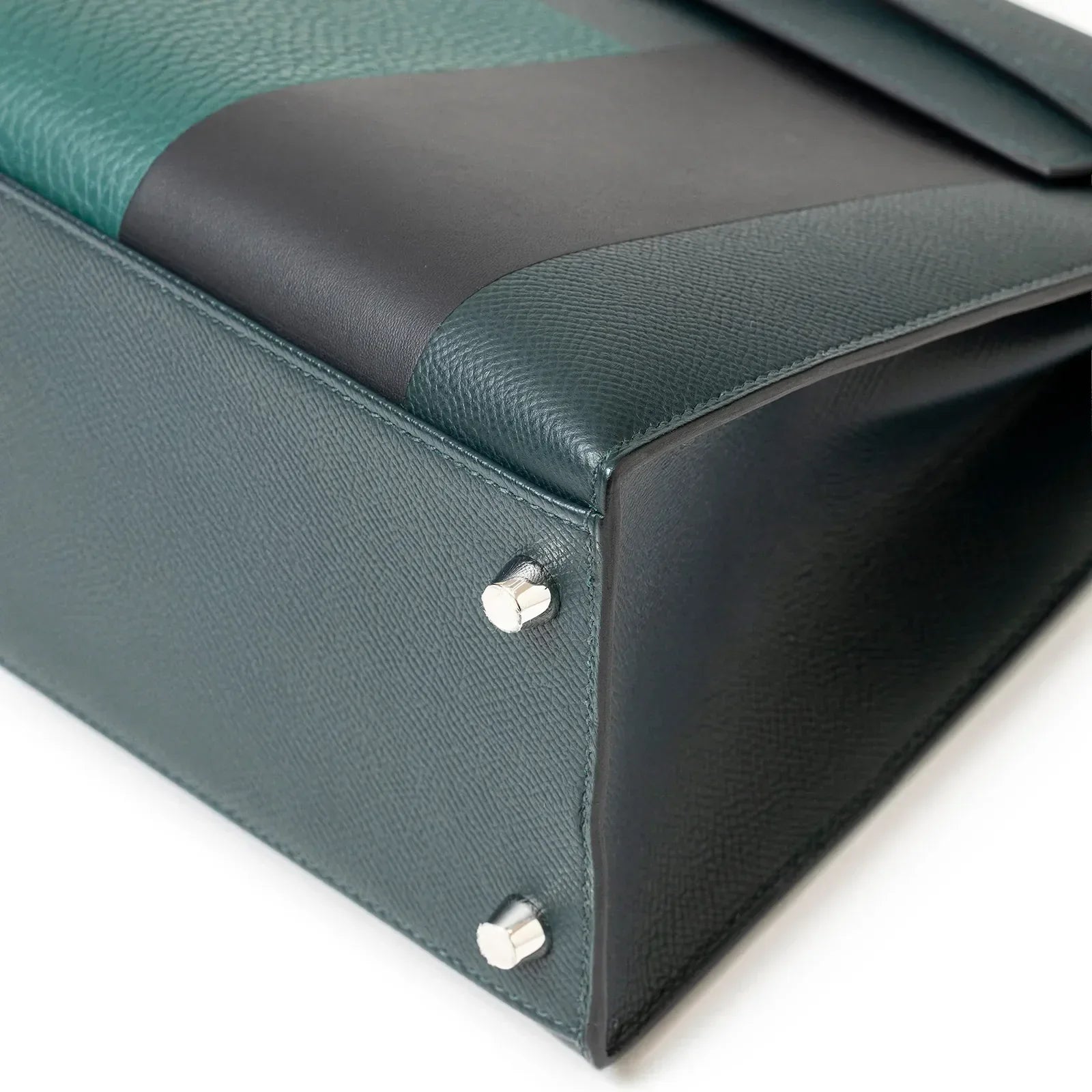 Hermès Kelly 28 Sellier Letter H Vert Cypress/Blue Obscur/Malachite Veau Epsom Palladium Hardware