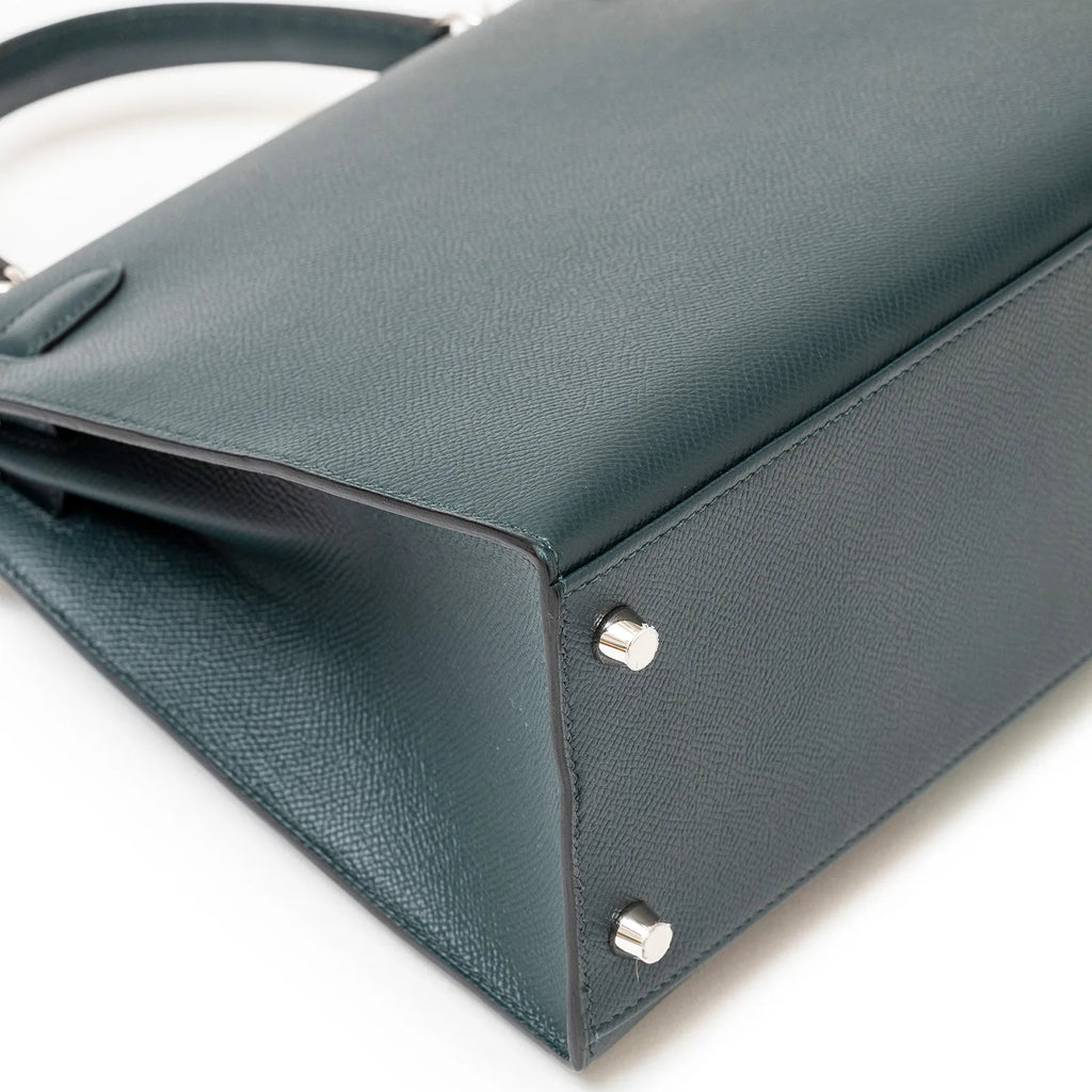Hermès Kelly 28 Sellier Letter H Vert Cypress/Blue Obscur/Malachite Veau Epsom Palladium Hardware