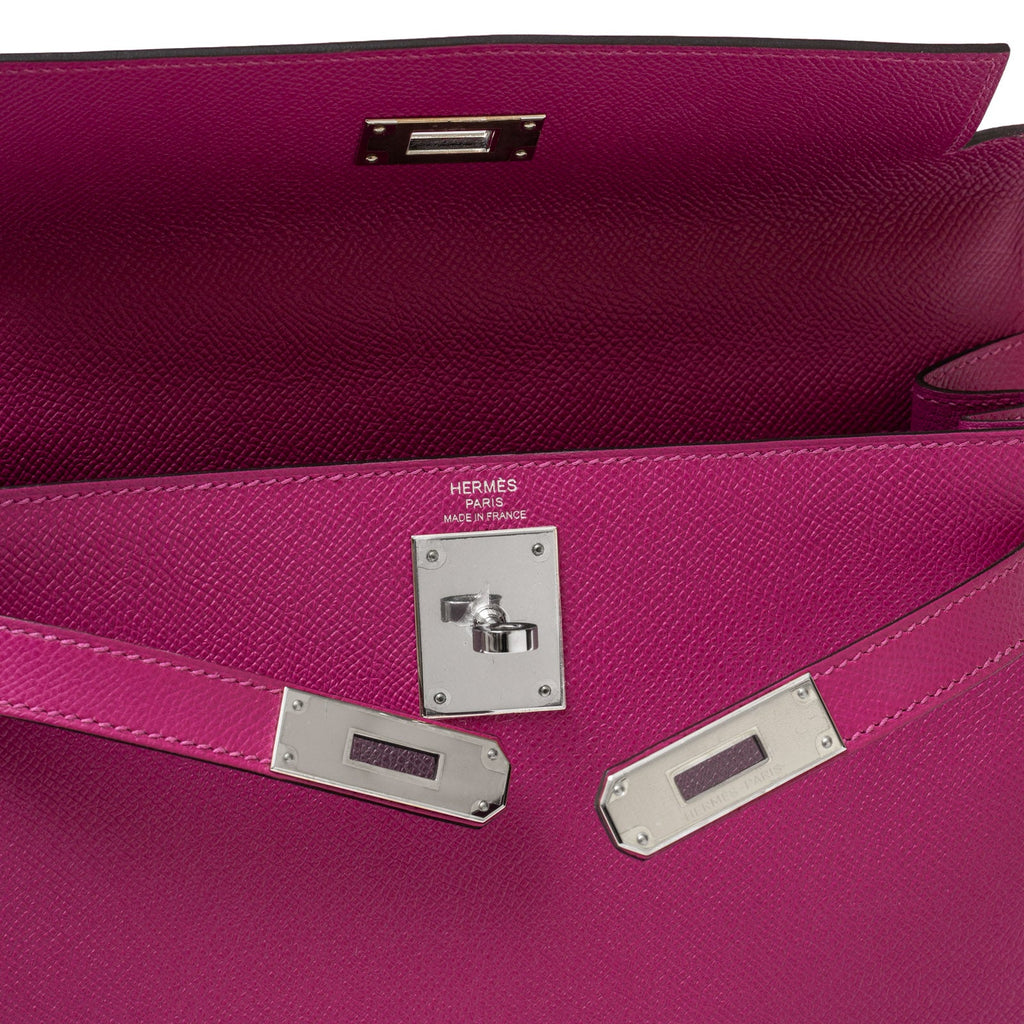 Hermès Kelly 28 Sellier Rose Pourpre Epsom Palladium Hardware